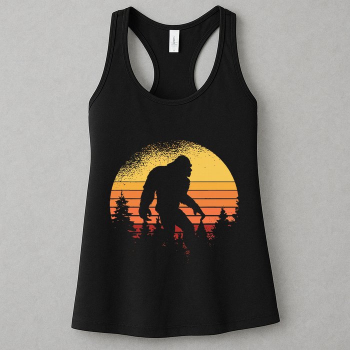 Retro Bigfoot Believer Silhouette Sasquatch Hide And Seek Womens Tank Top