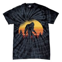 Retro Bigfoot Believer Silhouette Sasquatch Hide And Seek Tie-Dye T-Shirt