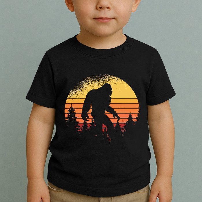 Retro Bigfoot Believer Silhouette Sasquatch Hide And Seek Toddler T-Shirt