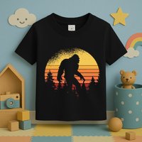 Retro Bigfoot Believer Silhouette Sasquatch Hide And Seek Toddler T-Shirt