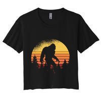 Retro Bigfoot Believer Silhouette Sasquatch Hide And Seek Crop Top