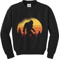 Retro Bigfoot Believer Silhouette Sasquatch Hide And Seek Kids Sweatshirt