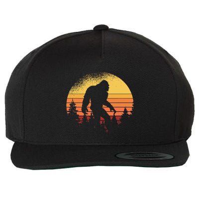 Retro Bigfoot Believer Silhouette Sasquatch Hide And Seek Wool Snapback Cap