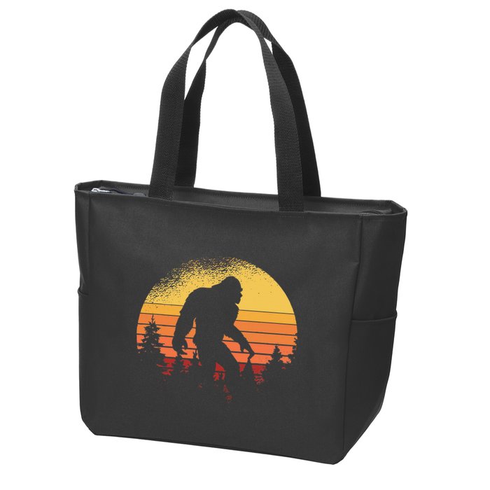 Retro Bigfoot Believer Silhouette Sasquatch Hide And Seek Zip Tote Bag