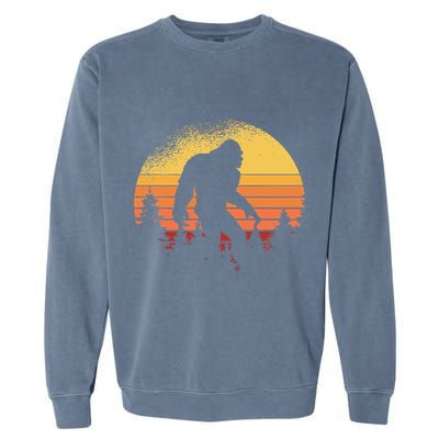 Retro Bigfoot Believer Silhouette Sasquatch Hide And Seek Garment-Dyed Sweatshirt
