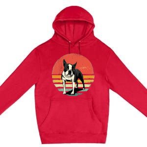 Retro Boston Bull Terrier Dog Puppy Boston Terrier Dad Mom Premium Pullover Hoodie