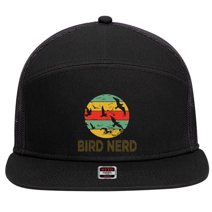 Retro Birding Bird Watching Nerd Funny Bird Watcher 7 Panel Mesh Trucker Snapback Hat