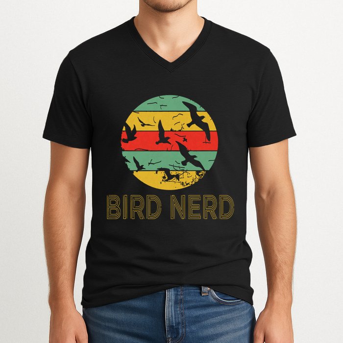Retro Birding Bird Watching Nerd Funny Bird Watcher V-Neck T-Shirt
