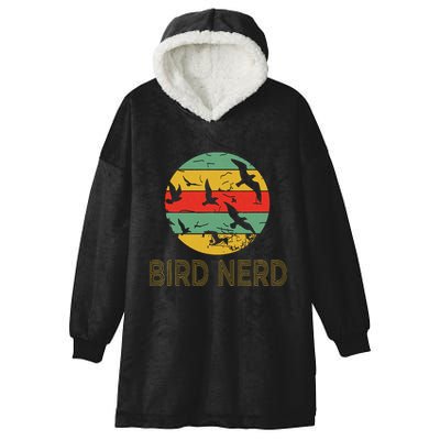 Retro Birding Bird Watching Nerd Funny Bird Watcher Hooded Wearable Blanket