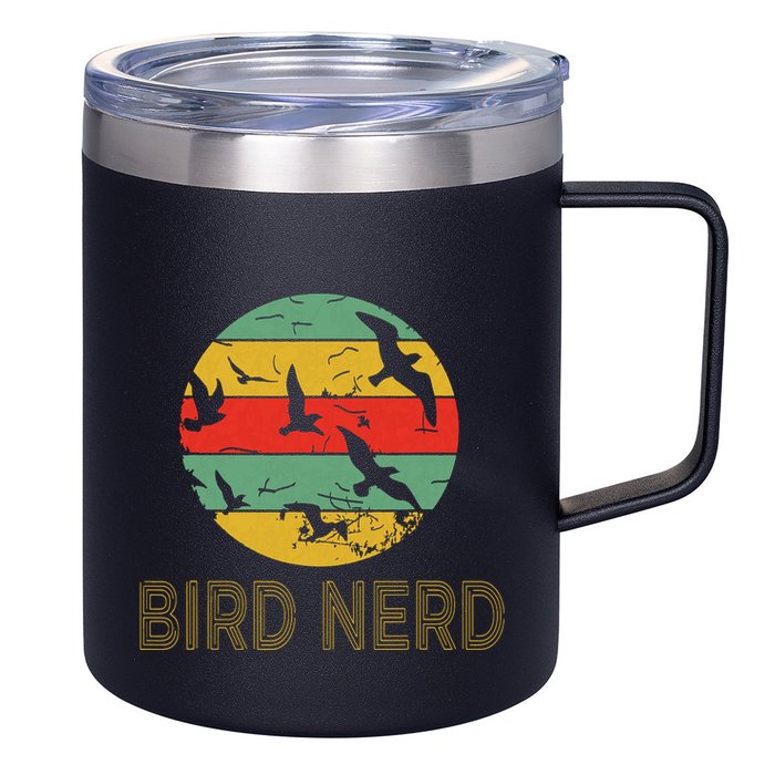 Retro Birding Bird Watching Nerd Funny Bird Watcher 12oz Stainless Steel Coffee Mug