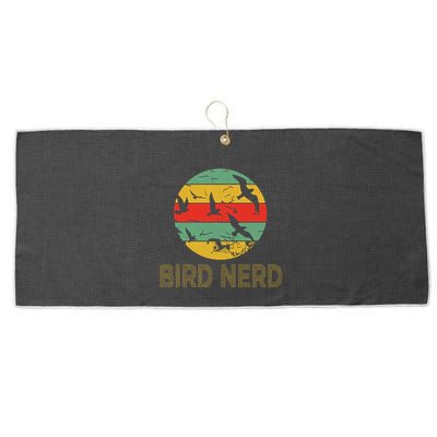 Retro Birding Bird Watching Nerd Funny Bird Watcher Large Microfiber Waffle Golf Towel