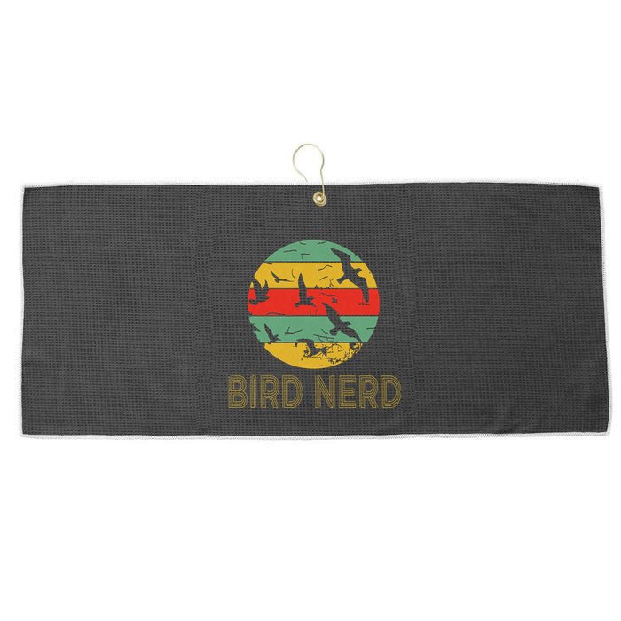 Retro Birding Bird Watching Nerd Funny Bird Watcher Large Microfiber Waffle Golf Towel