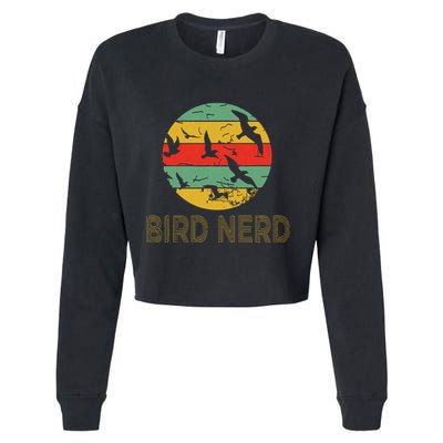 Retro Birding Bird Watching Nerd Funny Bird Watcher Cropped Pullover Crew