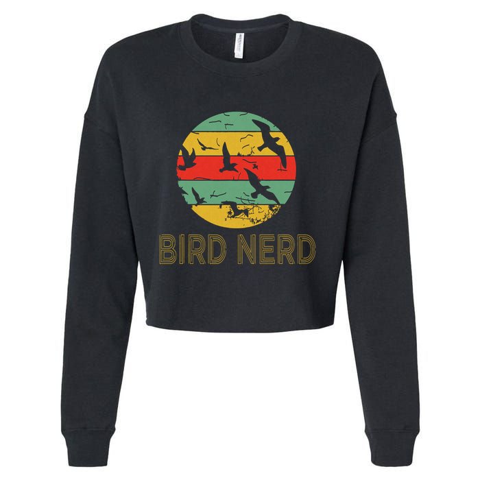 Retro Birding Bird Watching Nerd Funny Bird Watcher Cropped Pullover Crew
