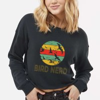 Retro Birding Bird Watching Nerd Funny Bird Watcher Cropped Pullover Crew