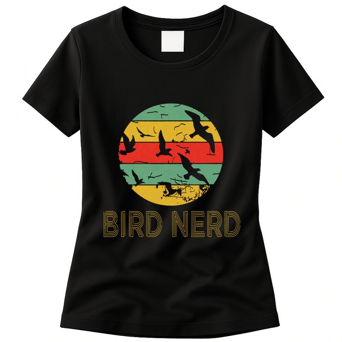 Retro Birding Bird Watching Nerd Funny Bird Watcher Womens T-Shirt