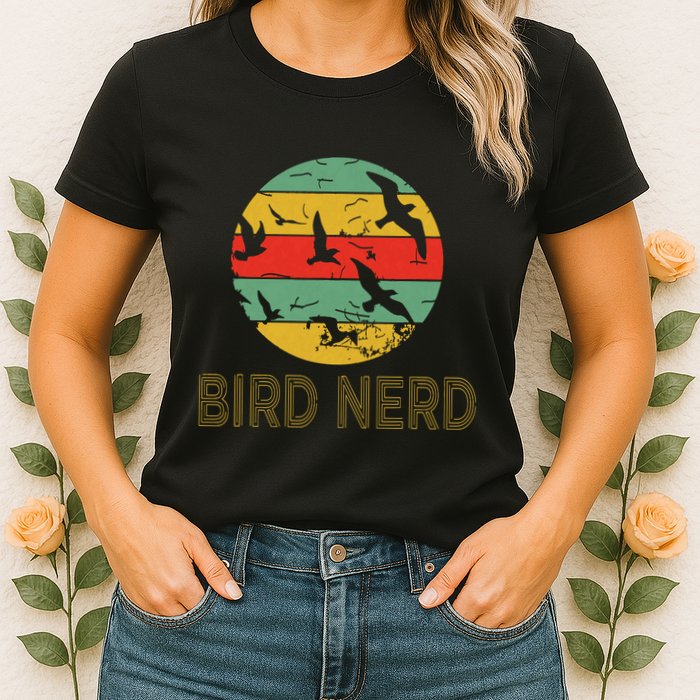 Retro Birding Bird Watching Nerd Funny Bird Watcher Womens T-Shirt