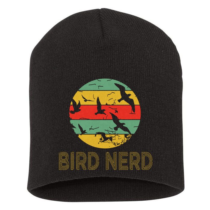 Retro Birding Bird Watching Nerd Funny Bird Watcher Short Acrylic Beanie