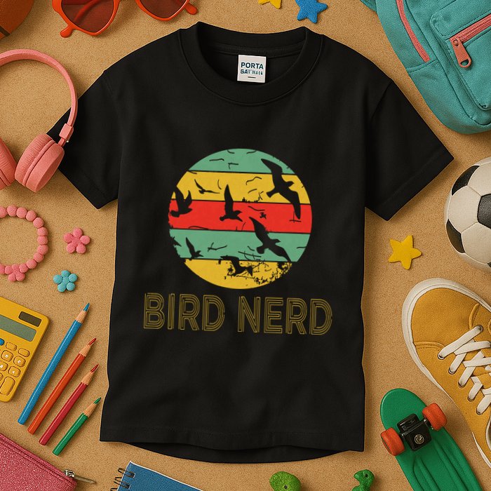 Retro Birding Bird Watching Nerd Funny Bird Watcher Kids T-Shirt