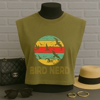 Retro Birding Bird Watching Nerd Funny Bird Watcher Garment-Dyed Women's Muscle Tee