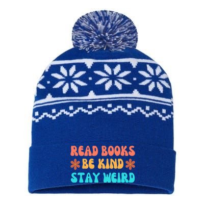 Read Books Be Kind Stay Weird Funny Book Lover Cool Gift USA-Made Snowflake Beanie