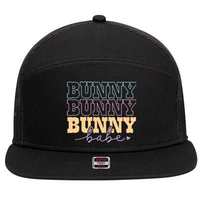 Retro Bunny Babe Easter Day 7 Panel Mesh Trucker Snapback Hat