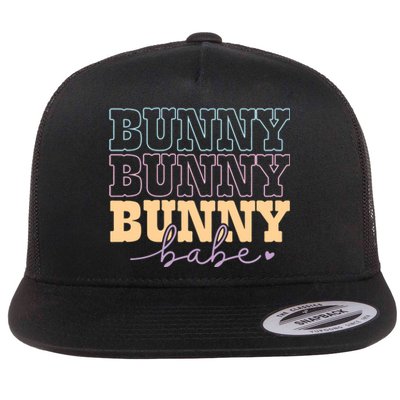 Retro Bunny Babe Easter Day Flat Bill Trucker Hat