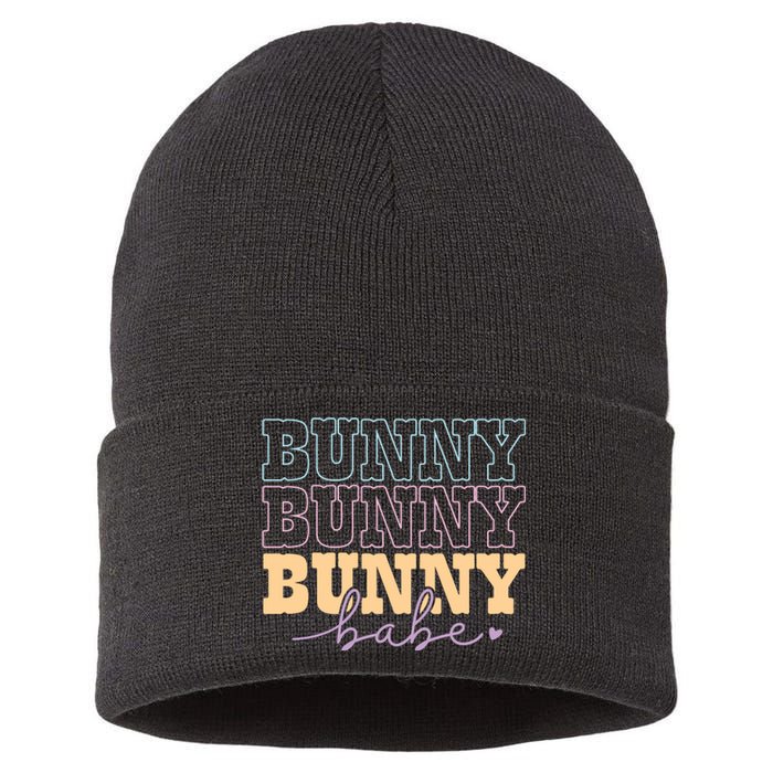 Retro Bunny Babe Easter Day Sustainable Knit Beanie