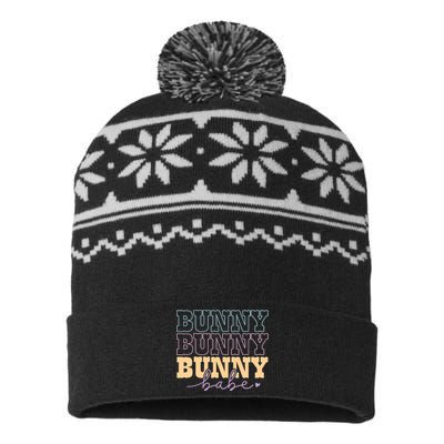 Retro Bunny Babe Easter Day USA-Made Snowflake Beanie