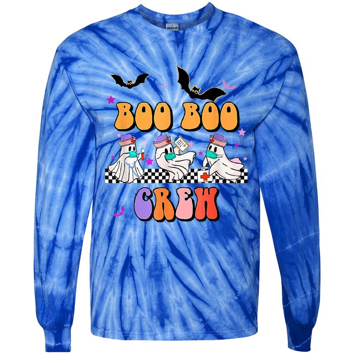 Retro Boo Boo Crew Ghost Hippie Halloween Trick Or Treat Pun Great Gift Tie-Dye Long Sleeve Shirt