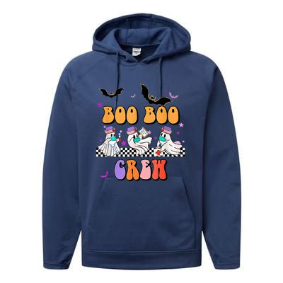 Retro Boo Boo Crew Ghost Hippie Halloween Trick Or Treat Pun Great Gift Performance Fleece Hoodie