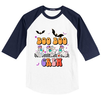 Retro Boo Boo Crew Ghost Hippie Halloween Trick Or Treat Pun Great Gift Baseball Sleeve Shirt