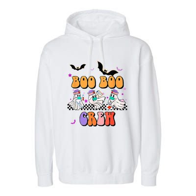 Retro Boo Boo Crew Ghost Hippie Halloween Trick Or Treat Pun Great Gift Garment-Dyed Fleece Hoodie