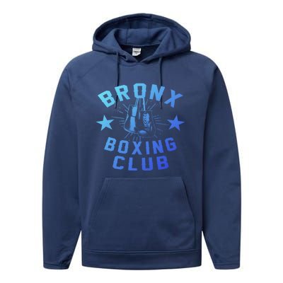 Retro Bronx Boxing Club Vintage Distressed Boxer Gift Performance Fleece Hoodie