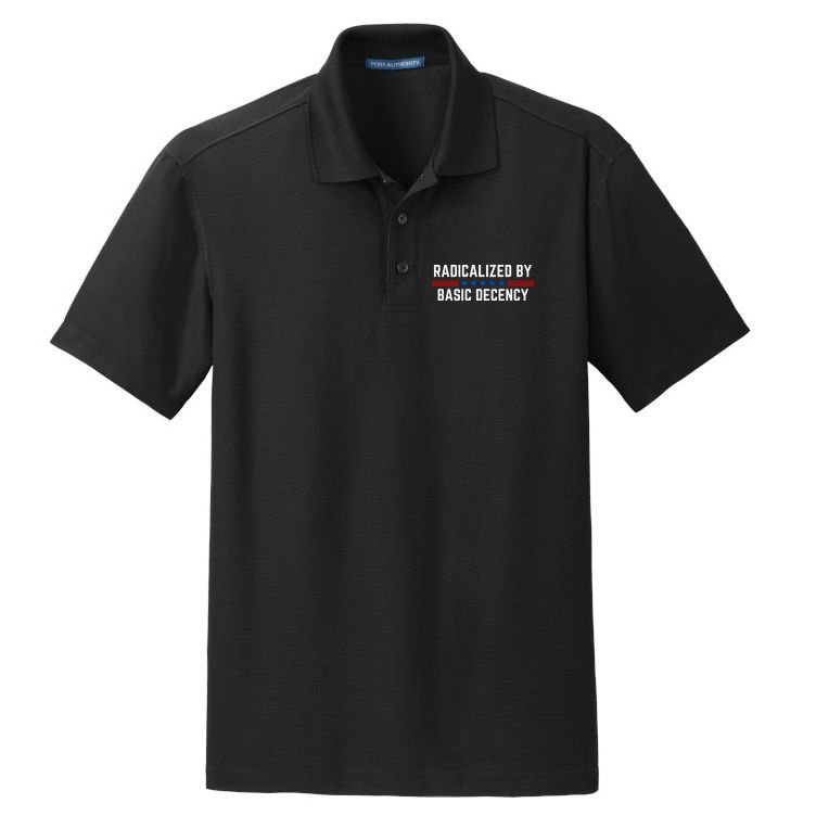 Radicalized By Basic Decency Funny Quote Dry Zone Grid Polo