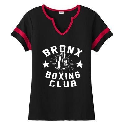 Retro Bronx Boxing Club Vintage Distressed Boxer Gift Ladies Halftime Notch Neck Tee