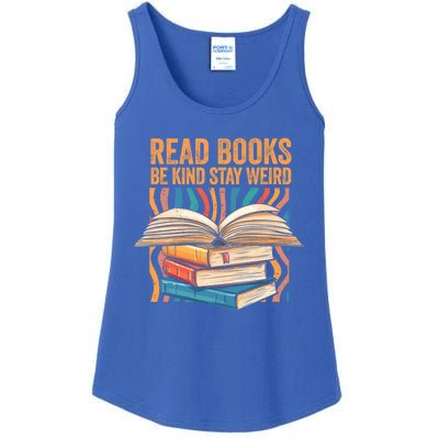 Read Books Be Kind Stay Weird Introver Bookish Bibliophile Gift Ladies Essential Tank