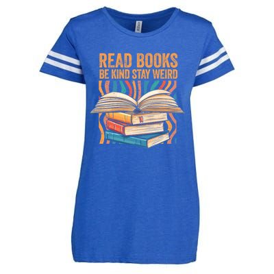 Read Books Be Kind Stay Weird Introver Bookish Bibliophile Gift Enza Ladies Jersey Football T-Shirt