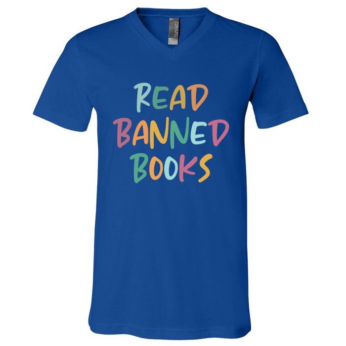 Read Banned Books Librarian Bibliophile Gift V-Neck T-Shirt