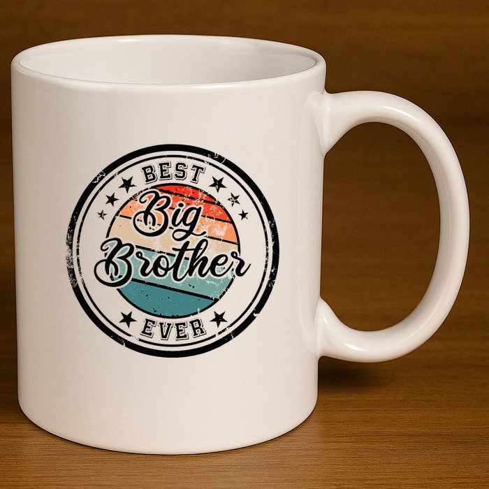 Retro Best Big Brother Ever Big Brother 11oz C Handle Ceramic Mug