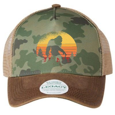 Retro Bigfoot Believer Silhouette Sasquatch Hide And Seek Legacy Tie Dye Trucker Hat