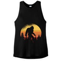 Retro Bigfoot Believer Silhouette Sasquatch Hide And Seek Ladies PosiCharge Tri-Blend Wicking Tank
