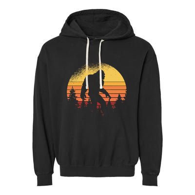 Retro Bigfoot Believer Silhouette Sasquatch Hide And Seek Garment-Dyed Fleece Hoodie