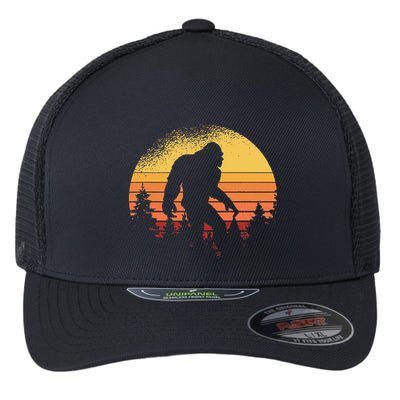 Retro Bigfoot Believer Silhouette Sasquatch Hide And Seek Flexfit Unipanel Trucker Cap