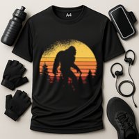 Retro Bigfoot Believer Silhouette Sasquatch Hide And Seek Performance Shirt