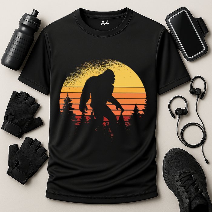 Retro Bigfoot Believer Silhouette Sasquatch Hide And Seek Performance Shirt