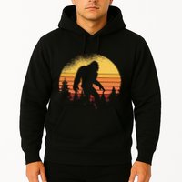 Retro Bigfoot Believer Silhouette Sasquatch Hide And Seek Hoodie