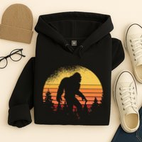 Retro Bigfoot Believer Silhouette Sasquatch Hide And Seek Hoodie