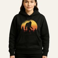 Retro Bigfoot Believer Silhouette Sasquatch Hide And Seek Hoodie