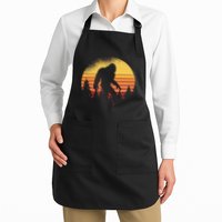 Retro Bigfoot Believer Silhouette Sasquatch Hide And Seek Apron